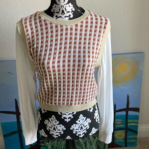 Zara Orange and White Checkered Sweater